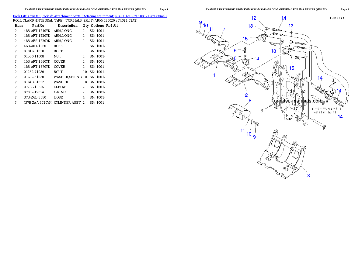 Komatsu rss304-2 parts books forklifts download Komatsu rss304-2 parts books forklifts download