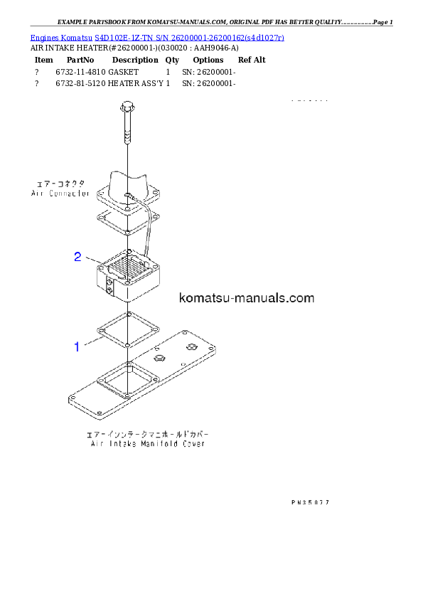 Komatsu s4d102e-1z-tn parts books engines download Komatsu s4d102e-1z-tn parts books engines download