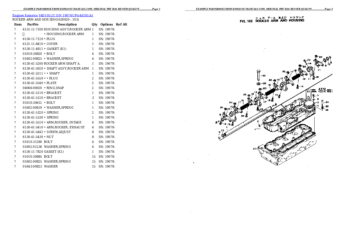 Komatsu s4d105-2c parts books engines download Komatsu s4d105-2c parts books engines download