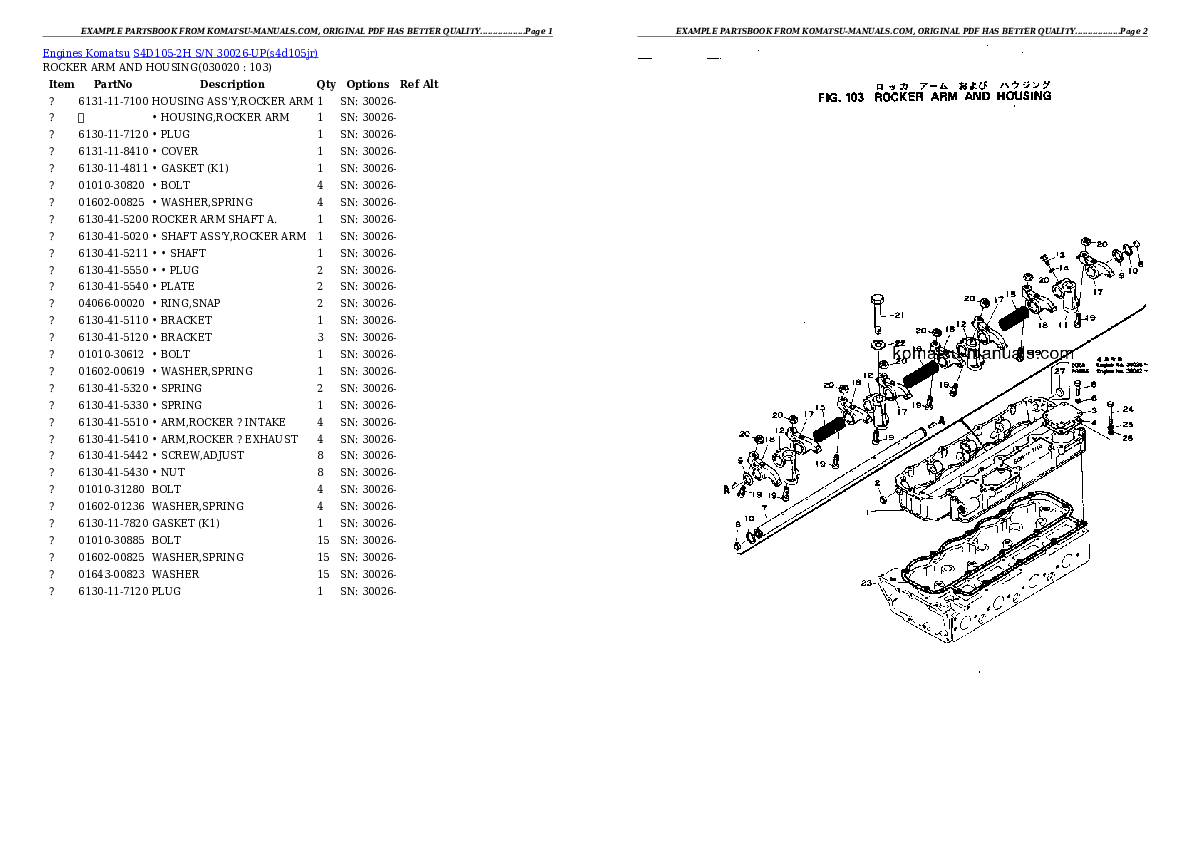 Komatsu s4d105-2h parts books engines download Komatsu s4d105-2h parts books engines download
