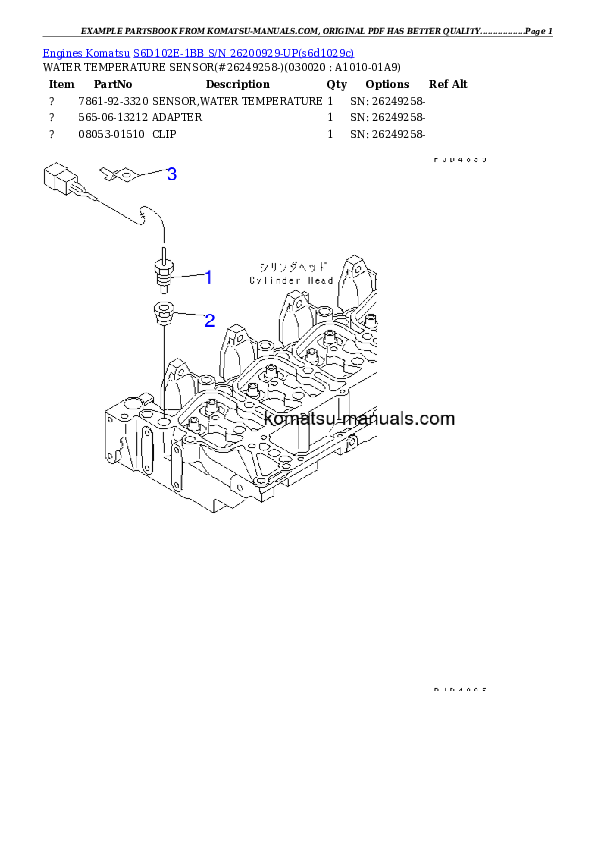 Komatsu s6d102e-1bb parts books engines download Komatsu s6d102e-1bb parts books engines download