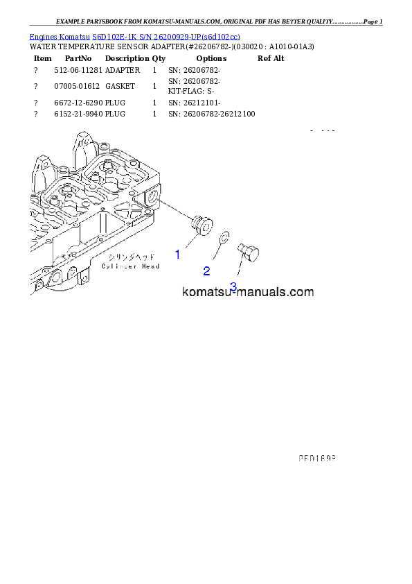 Komatsu s6d102e-1k parts books engines download Komatsu s6d102e-1k parts books engines download
