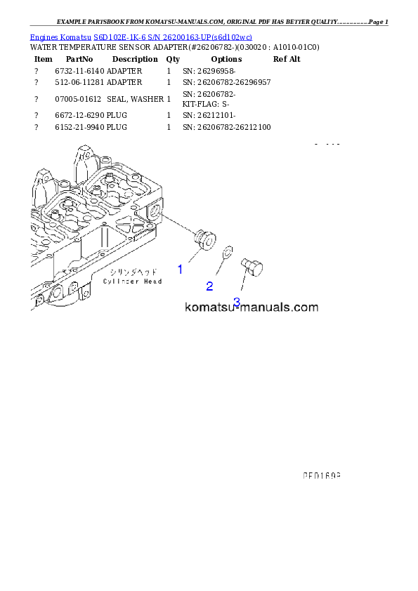 Komatsu s6d102e-1k-6 parts books engines download Komatsu s6d102e-1k-6 parts books engines download