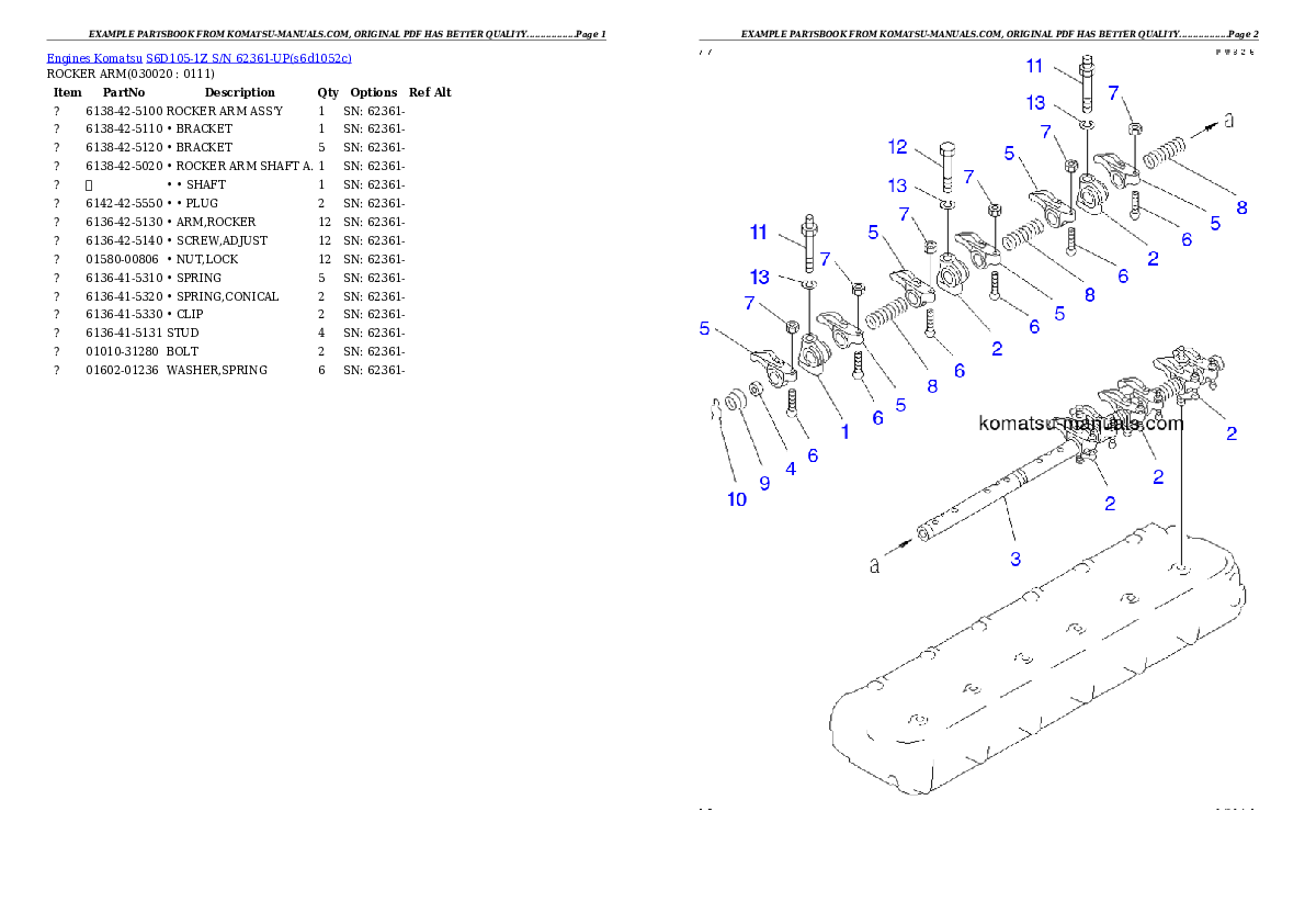 Komatsu s6d105-1z parts books engines download Komatsu s6d105-1z parts books engines download