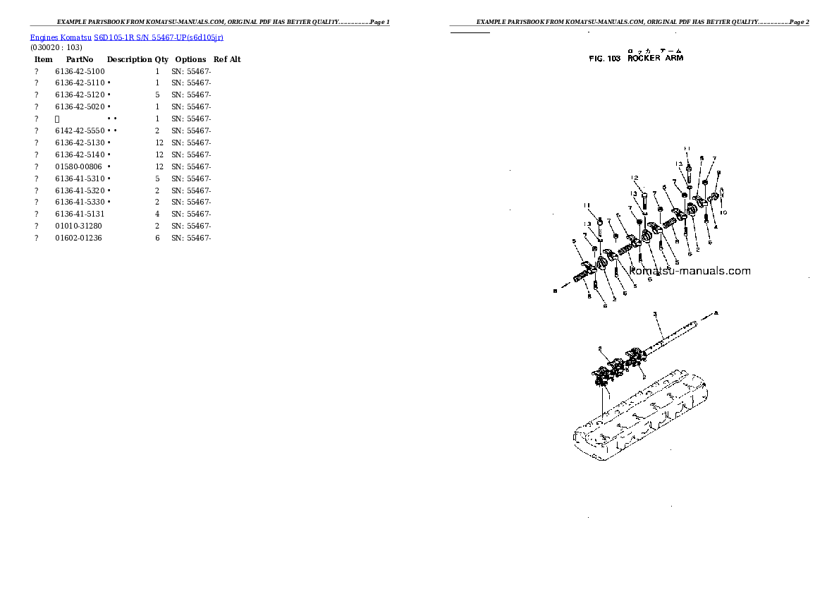 Komatsu s6d105-1r parts books engines download Komatsu s6d105-1r parts books engines download