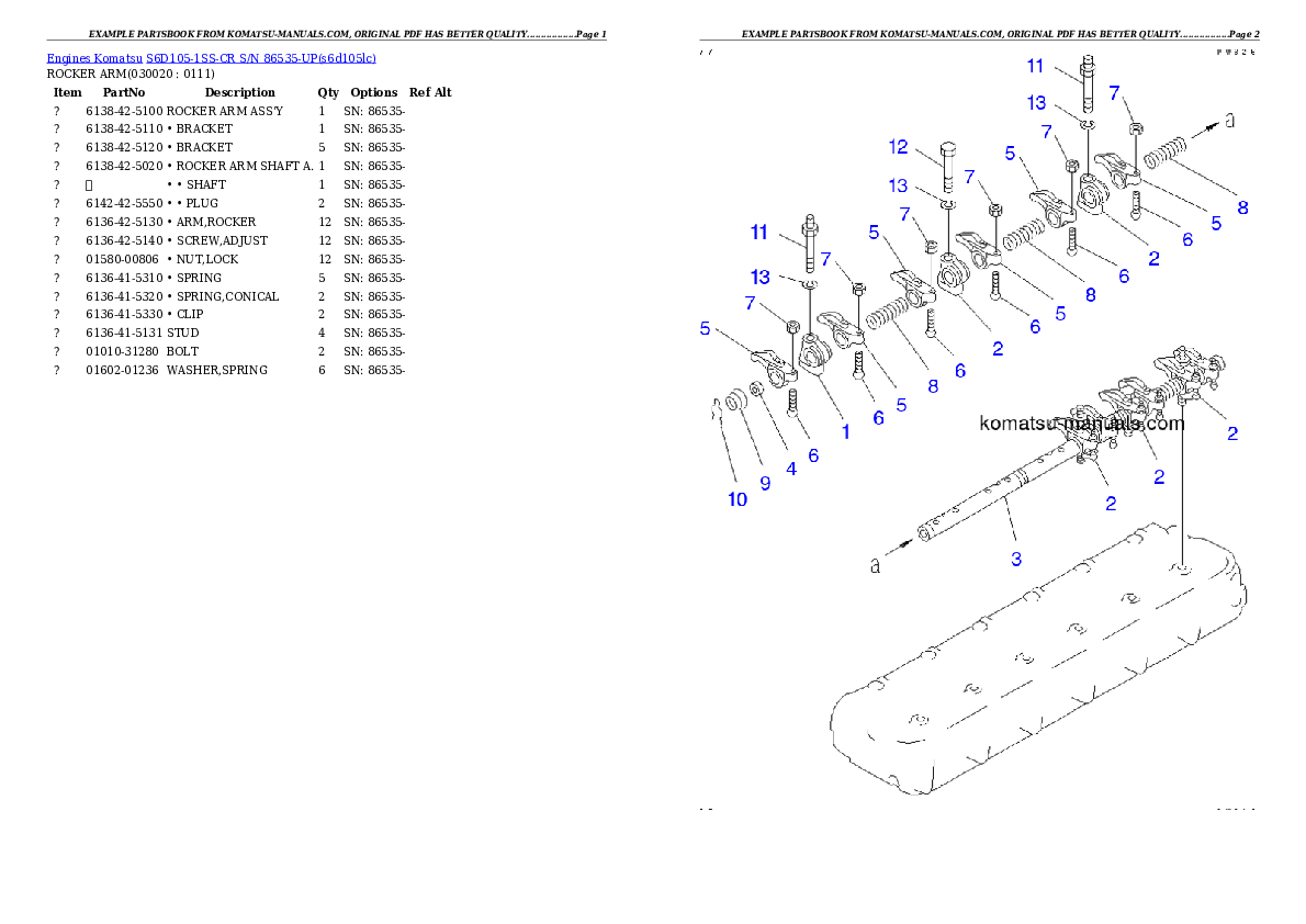 Komatsu s6d105-1ss-cr parts books engines download Komatsu s6d105-1ss-cr parts books engines download