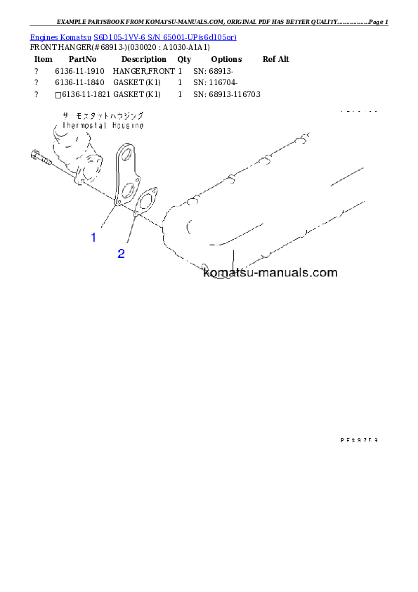 Komatsu s6d105-1vv-6 parts books engines download Komatsu s6d105-1vv-6 parts books engines download