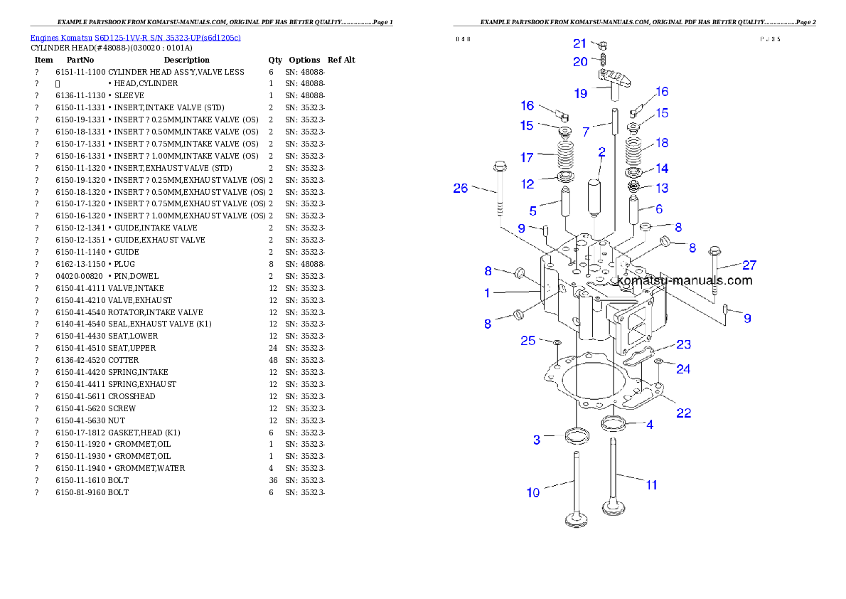 Komatsu s6d125-1vv-r parts books engines download Komatsu s6d125-1vv-r parts books engines download