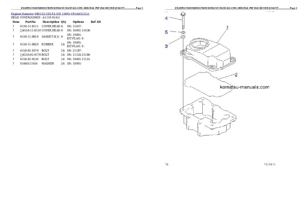 Komatsu s6d125-1xx-fa parts books engines download Komatsu s6d125-1xx-fa parts books engines download