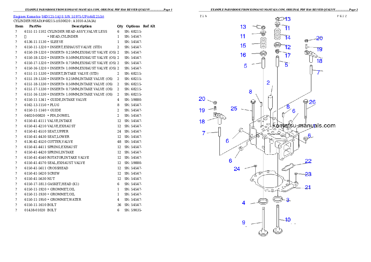 Komatsu s6d125-1aj-s parts books engines download Komatsu s6d125-1aj-s parts books engines download