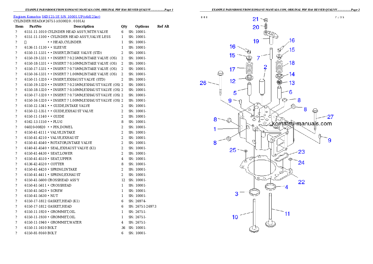 Komatsu s6d125-1e parts books engines download Komatsu s6d125-1e parts books engines download