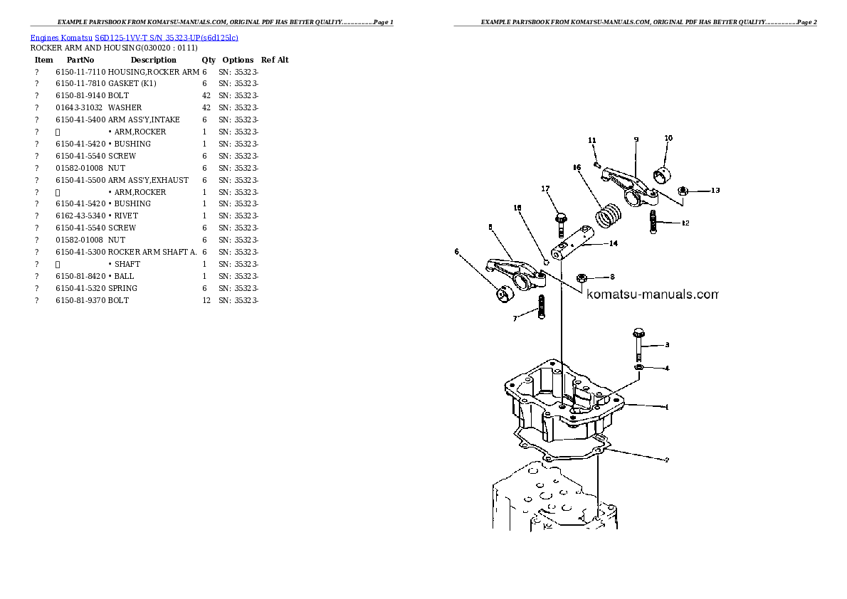 Komatsu s6d125-1vv-t parts books engines download Komatsu s6d125-1vv-t parts books engines download