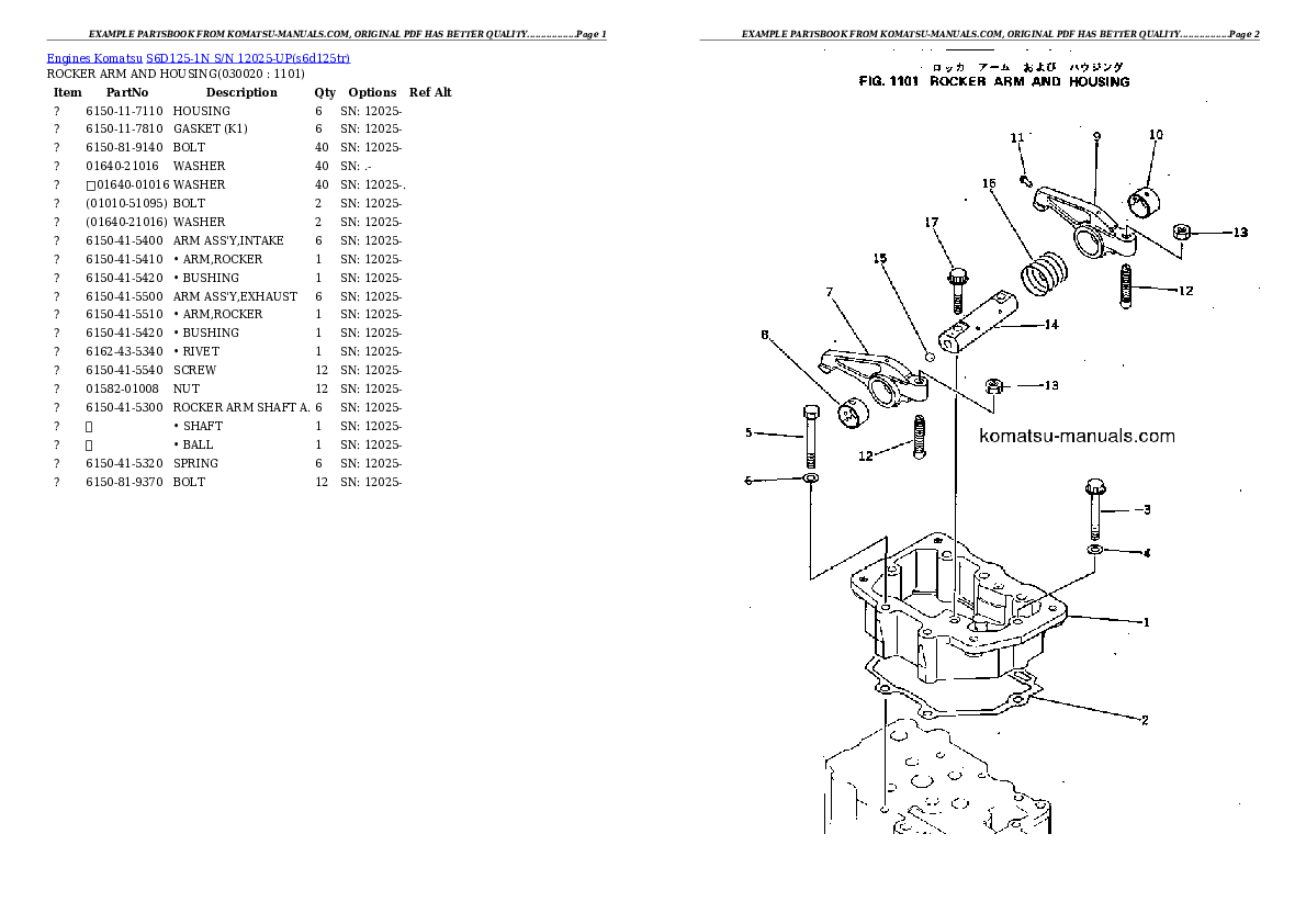 Komatsu s6d125-1n parts books engines download Komatsu s6d125-1n parts books engines download