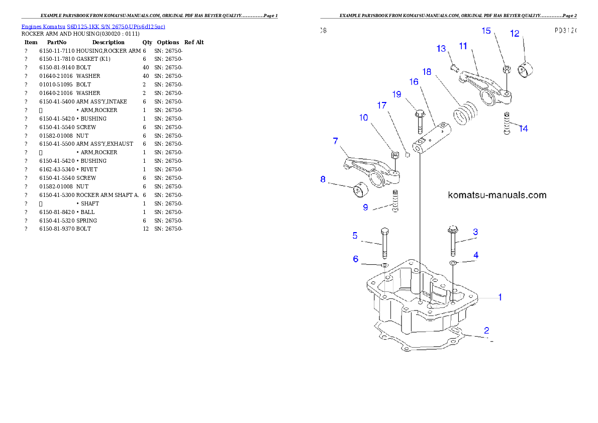 Komatsu s6d125-1kk parts books engines download Komatsu s6d125-1kk parts books engines download