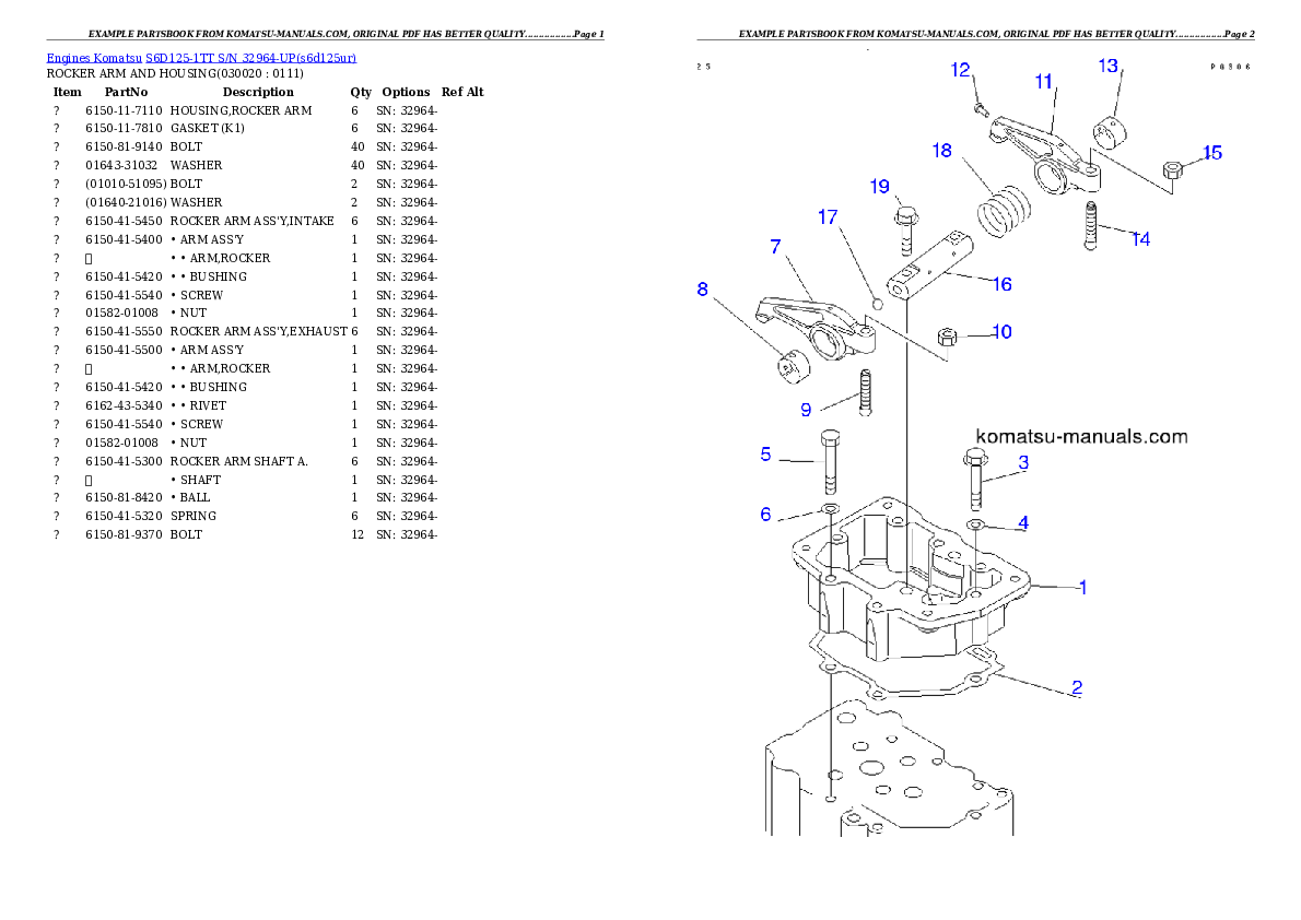 Komatsu s6d125-1tt parts books engines download Komatsu s6d125-1tt parts books engines download