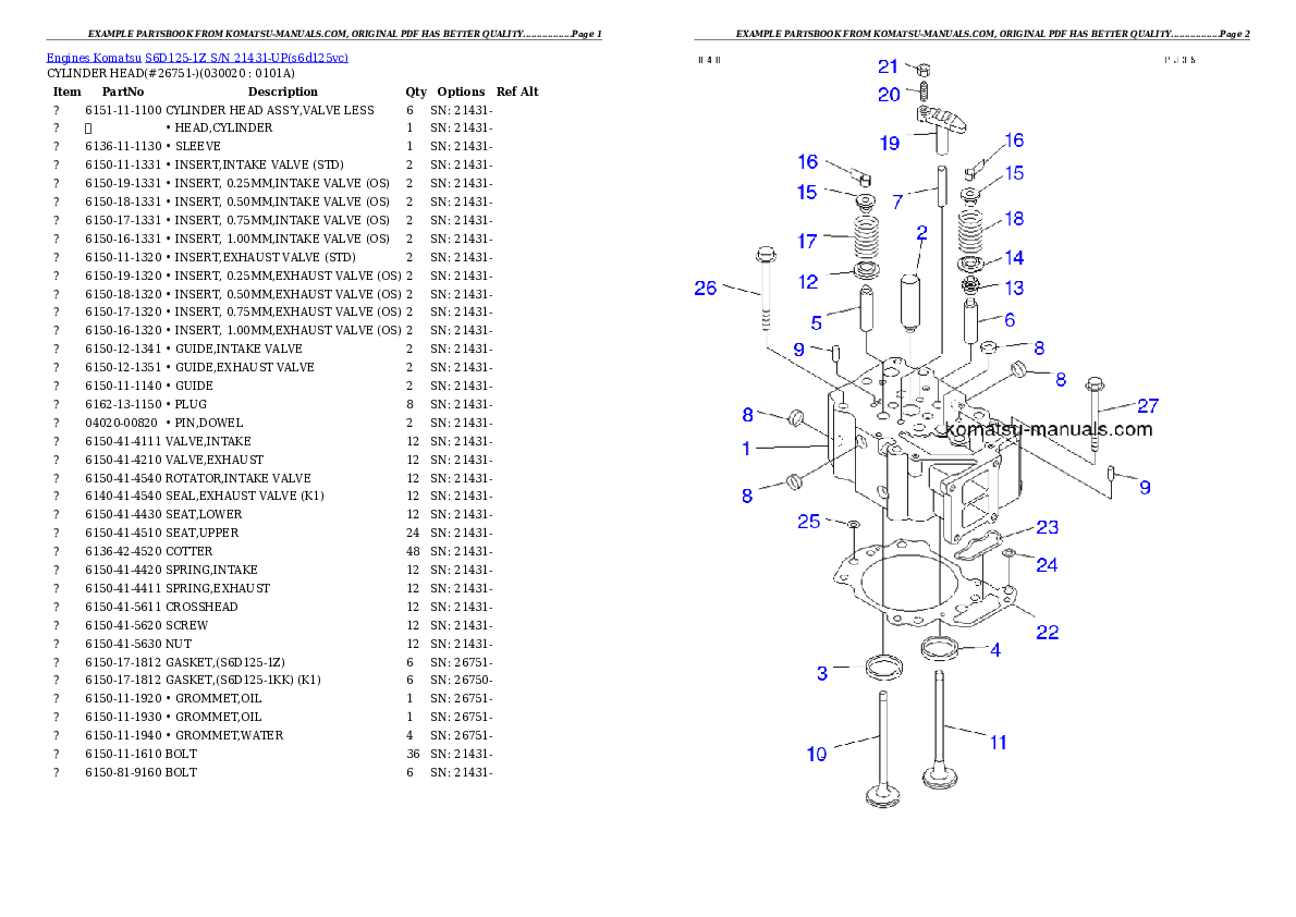 Komatsu s6d125-1z parts books engines download Komatsu s6d125-1z parts books engines download