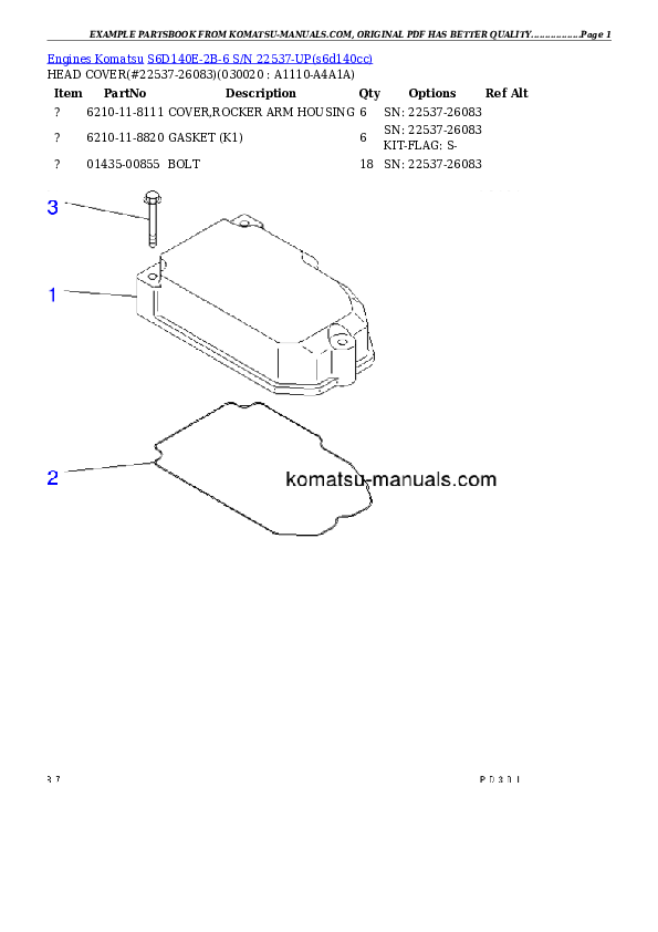 Komatsu s6d140e-2b-6 parts books engines download Komatsu s6d140e-2b-6 parts books engines download