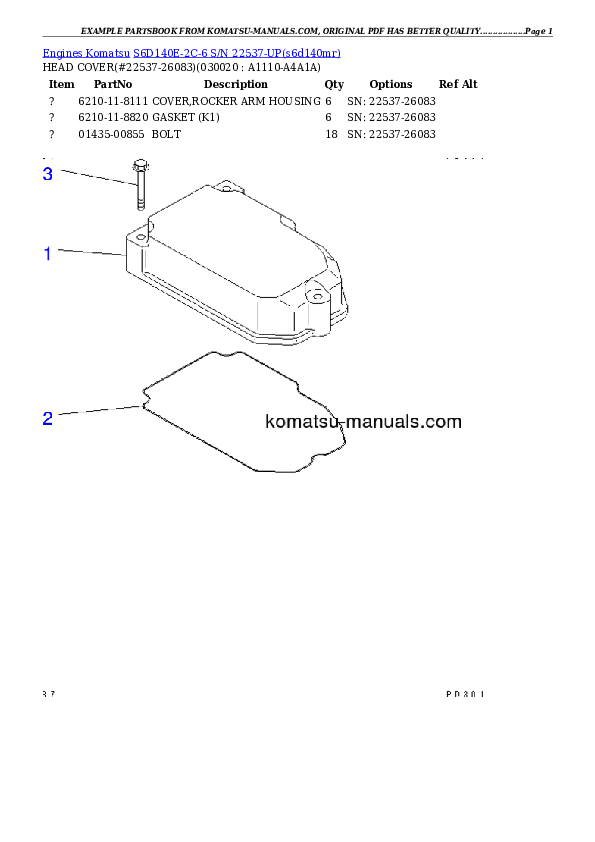 Komatsu s6d140e-2c-6 parts books engines download Komatsu s6d140e-2c-6 parts books engines download