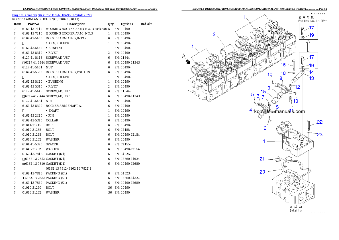 Komatsu s6d170-1d parts books engines download Komatsu s6d170-1d parts books engines download