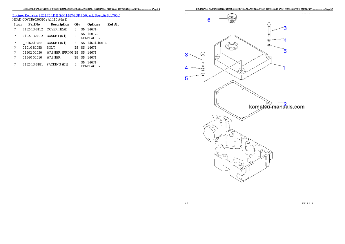 Komatsu s6d170-1d-b parts books engines download Komatsu s6d170-1d-b parts books engines download