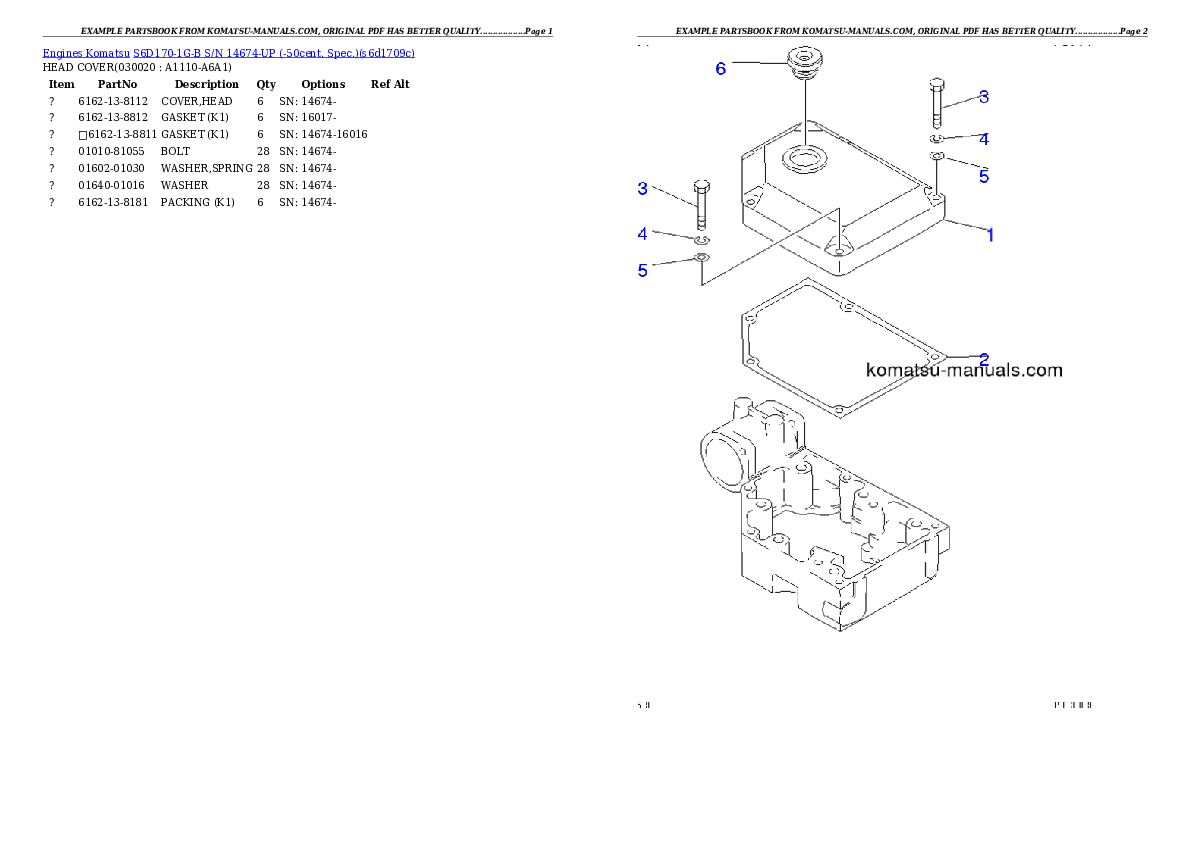 Komatsu s6d170-1g-b parts books engines download Komatsu s6d170-1g-b parts books engines download
