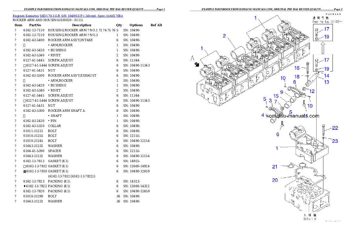 Komatsu s6d170-1g-r parts books engines download Komatsu s6d170-1g-r parts books engines download