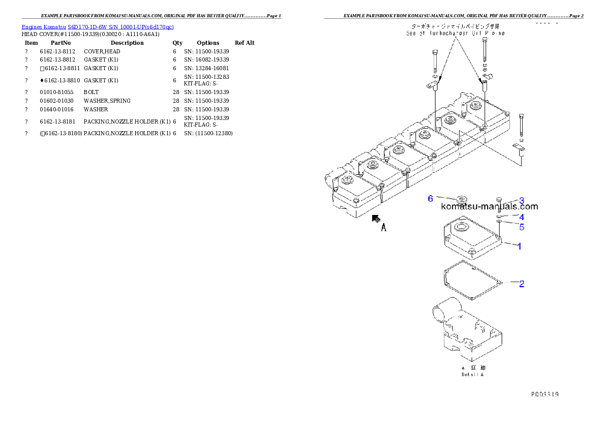 Komatsu s6d170-1d-6w parts books engines download Komatsu s6d170-1d-6w parts books engines download
