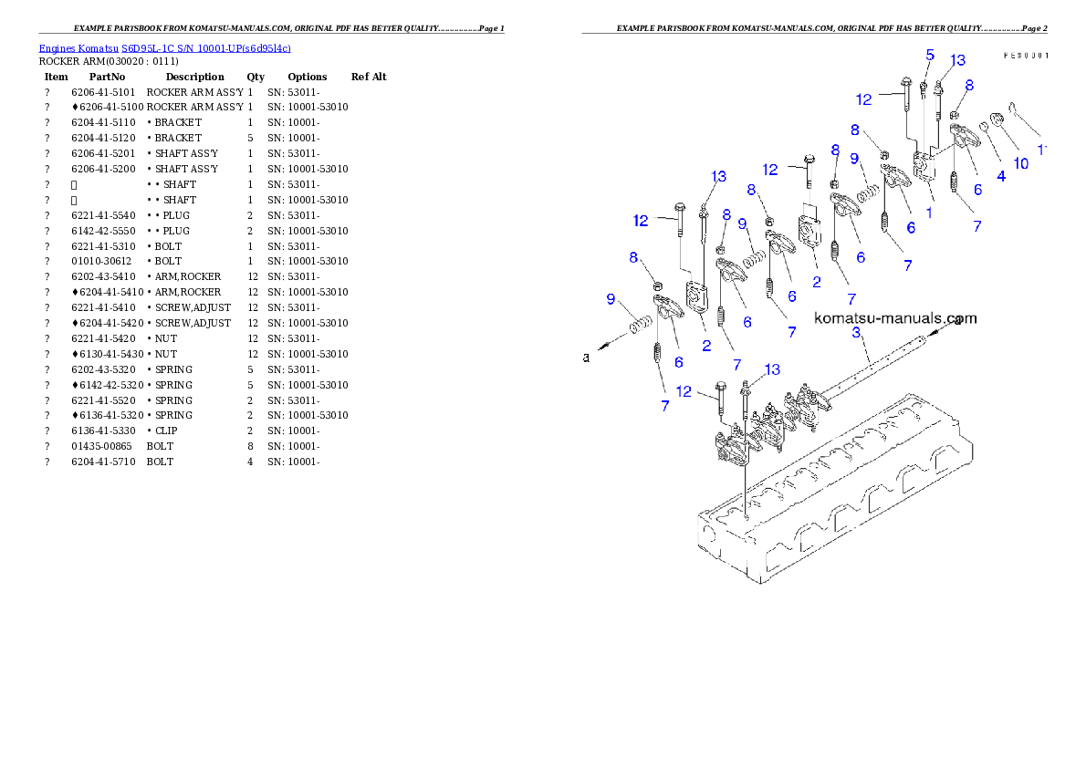 Komatsu s6d95l-1c parts books engines download Komatsu s6d95l-1c parts books engines download