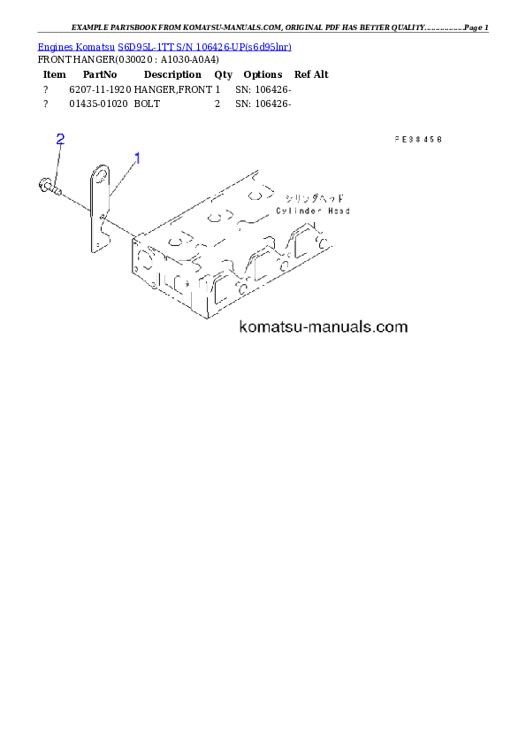 Komatsu s6d95l-1tt parts books engines download Komatsu s6d95l-1tt parts books engines download