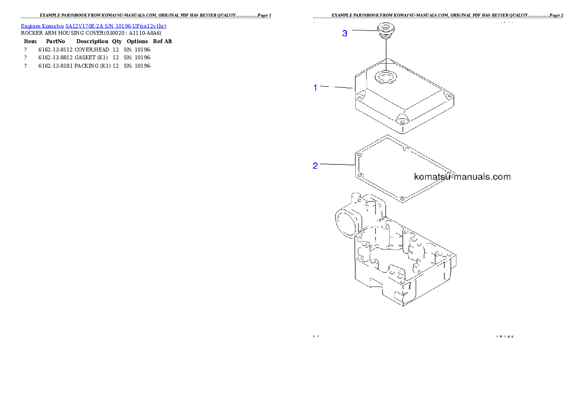 Komatsu sa12v170e-2a parts books engines download Komatsu sa12v170e-2a parts books engines download