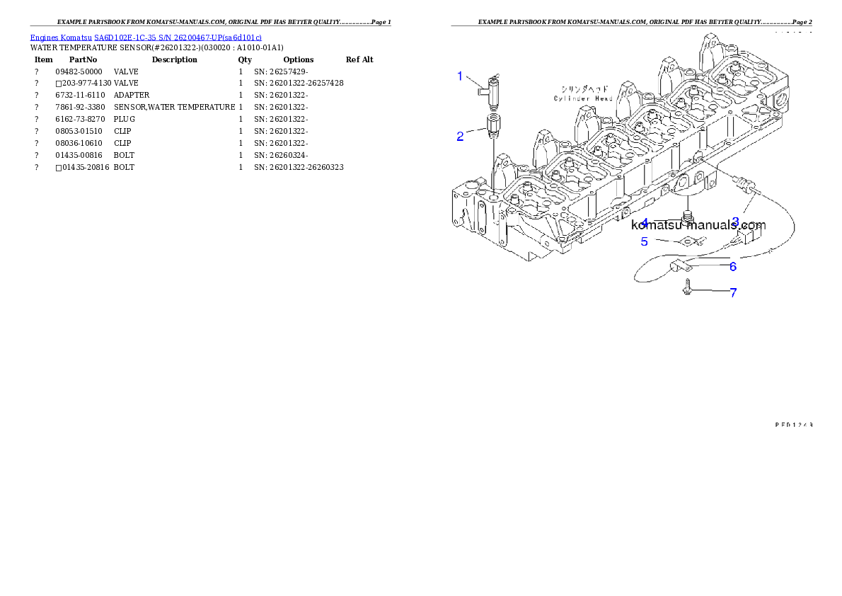 Komatsu sa6d102e-1c-35 parts books engines download Komatsu sa6d102e-1c-35 parts books engines download