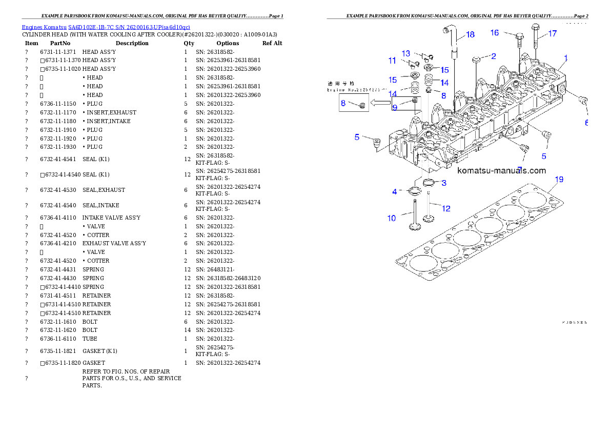 Komatsu sa6d102e-1b-7c parts books engines download Komatsu sa6d102e-1b-7c parts books engines download