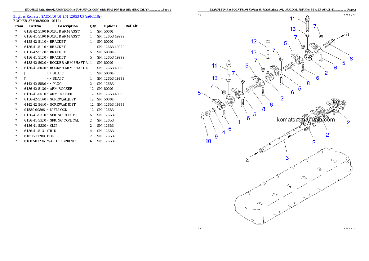 Komatsu sa6d110-1g parts books engines download Komatsu sa6d110-1g parts books engines download