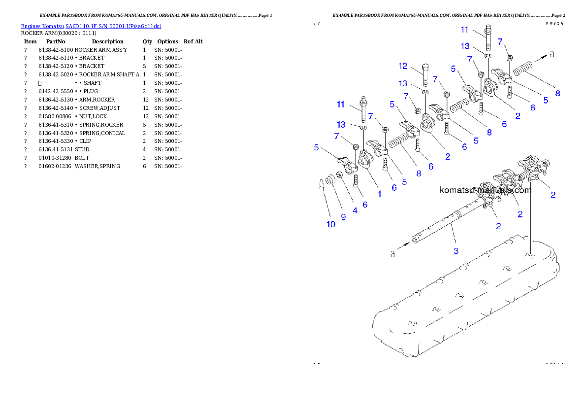 Komatsu sa6d110-1f parts books engines download Komatsu sa6d110-1f parts books engines download