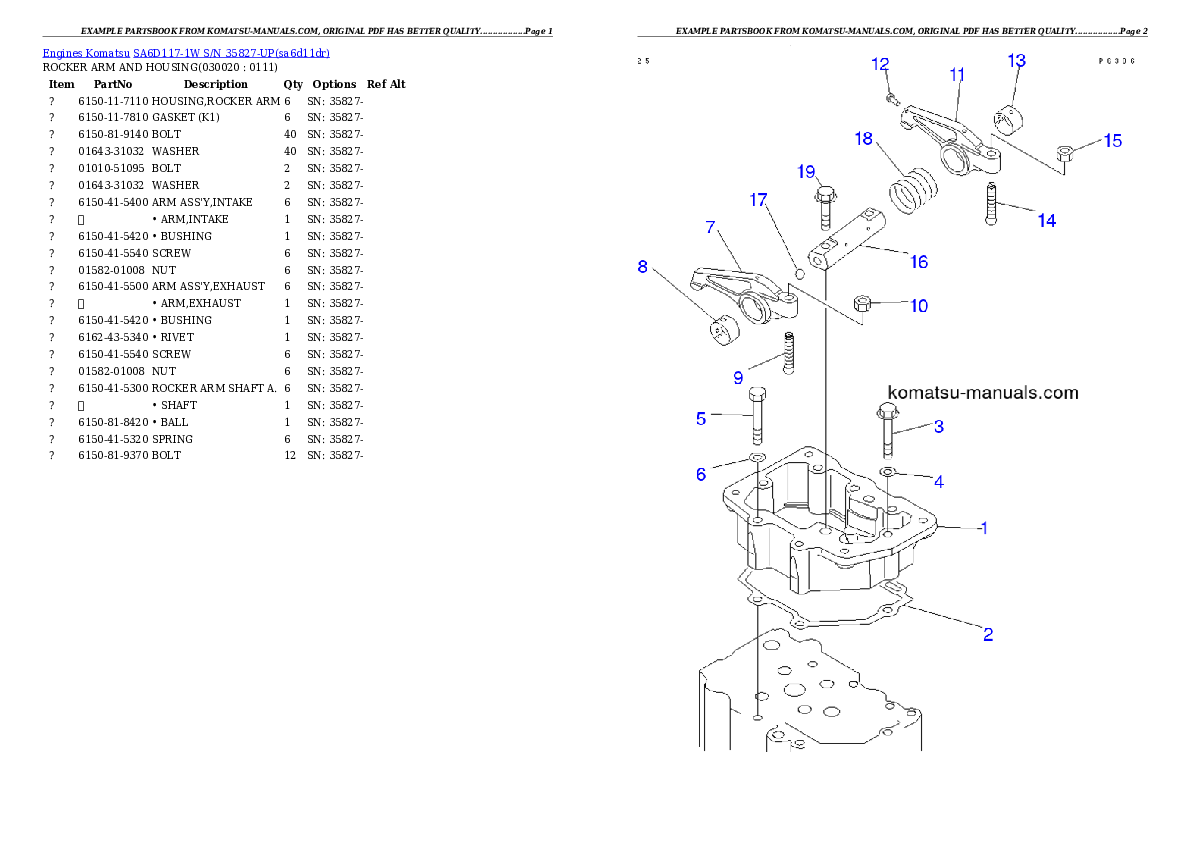 Komatsu sa6d117-1w parts books engines download Komatsu sa6d117-1w parts books engines download
