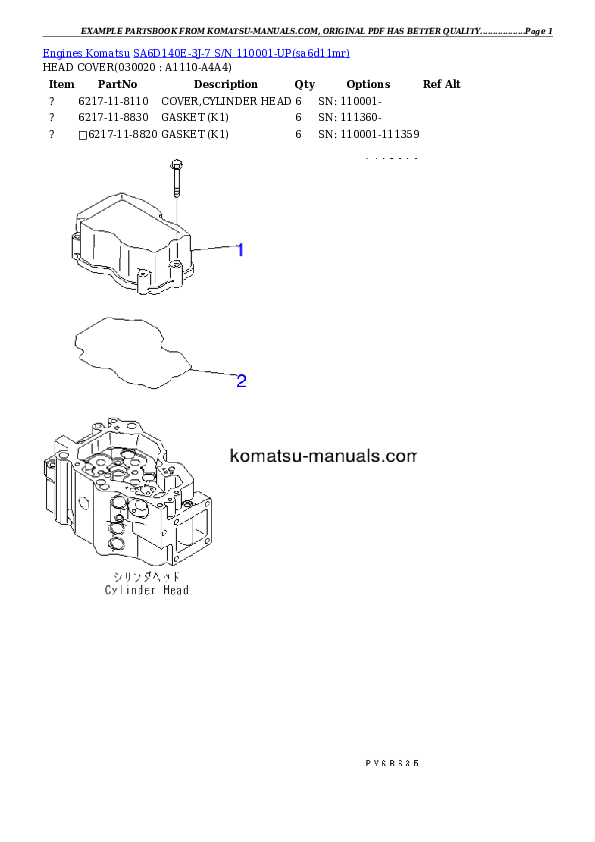 Komatsu sa6d140e-3j-7 parts books engines download Komatsu sa6d140e-3j-7 parts books engines download