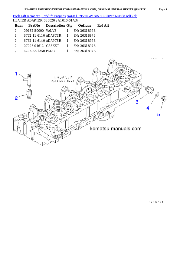 Komatsu sa6d102e-2n-w parts books engines download Komatsu sa6d102e-2n-w parts books engines download