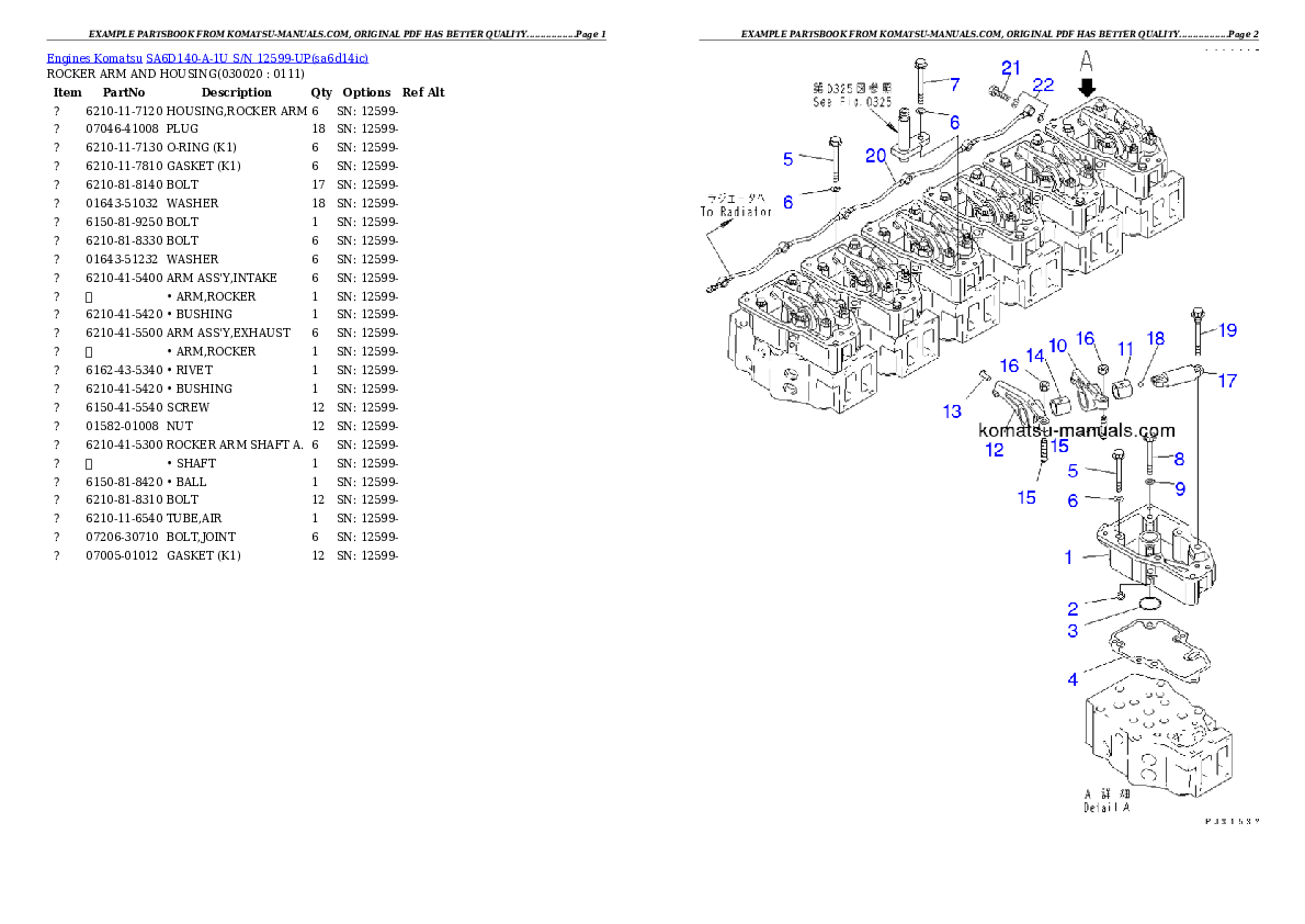 Komatsu sa6d140-a-1u parts books engines download Komatsu sa6d140-a-1u parts books engines download