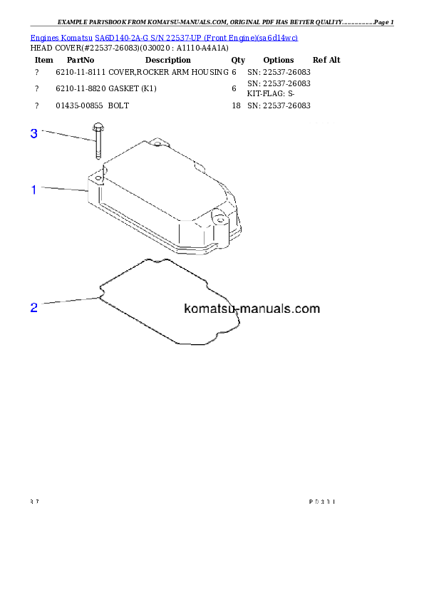 Komatsu sa6d140-2a-g parts books engines download Komatsu sa6d140-2a-g parts books engines download