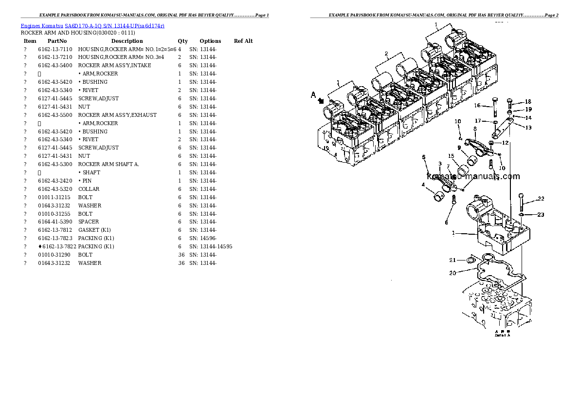 Komatsu sa6d170-a-1q parts books engines download Komatsu sa6d170-a-1q parts books engines download
