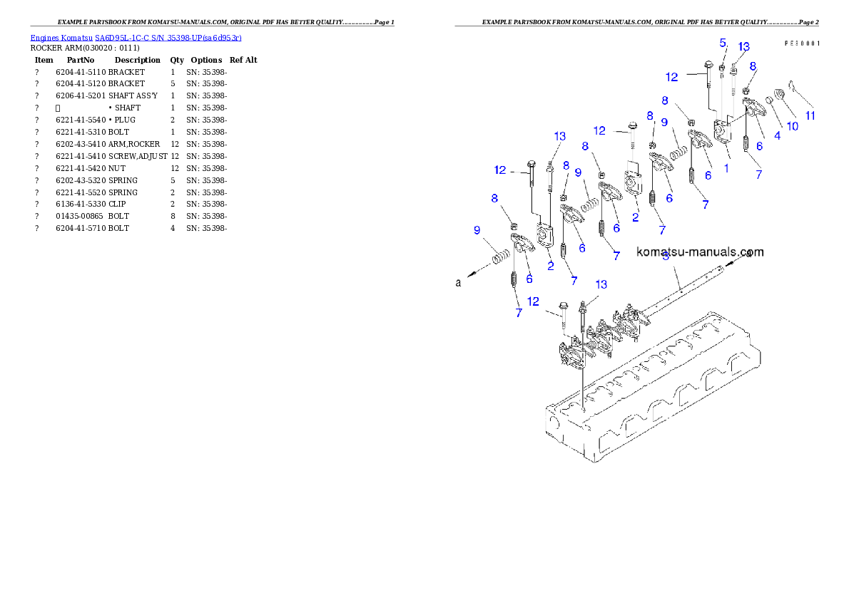 Komatsu sa6d95l-1c-c parts books engines download Komatsu sa6d95l-1c-c parts books engines download