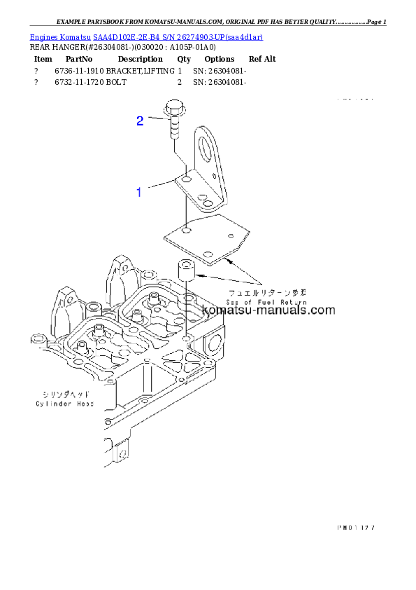 Komatsu saa4d102e-2e-b4 parts books engines download Komatsu saa4d102e-2e-b4 parts books engines download