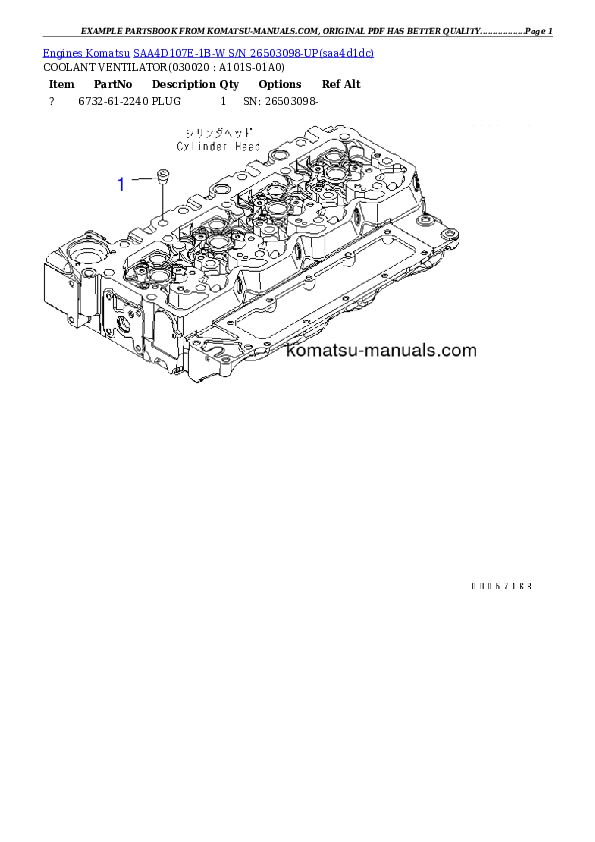 Komatsu saa4d107e-1b-w parts books engines download Komatsu saa4d107e-1b-w parts books engines download