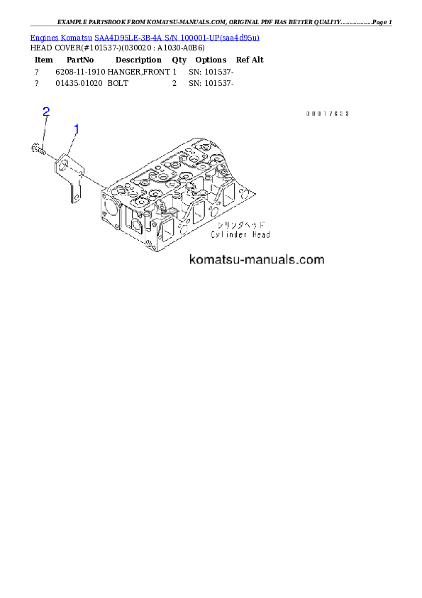 Komatsu saa4d95le-3b-4a parts books engines download Komatsu saa4d95le-3b-4a parts books engines download