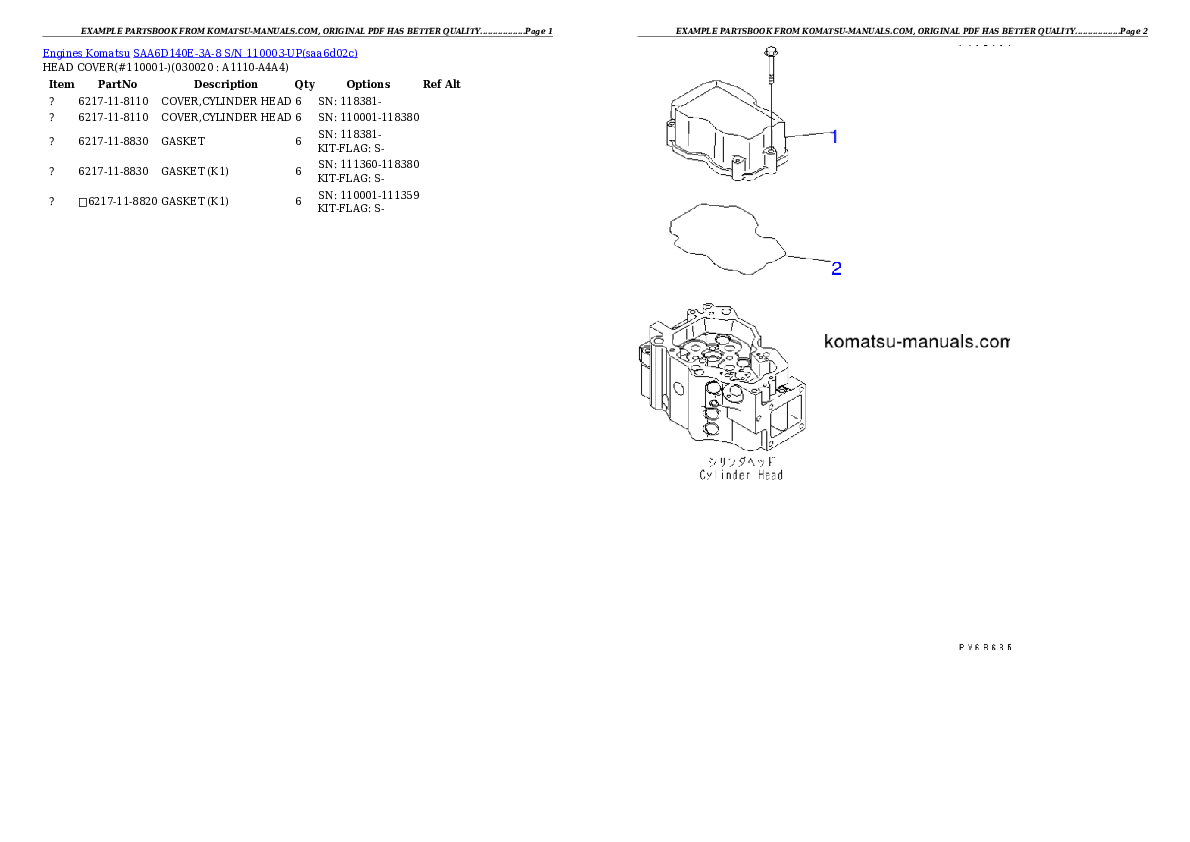 Komatsu saa6d140e-3a-8 parts books engines download Komatsu saa6d140e-3a-8 parts books engines download