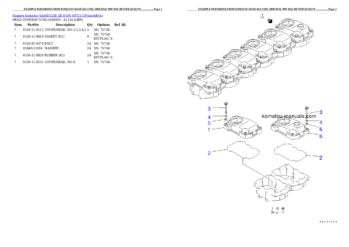 Komatsu saa6d125e-2b-8 parts books engines download Komatsu saa6d125e-2b-8 parts books engines download