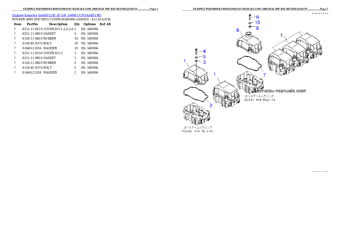 Komatsu saa6d125e-5f parts books engines download Komatsu saa6d125e-5f parts books engines download