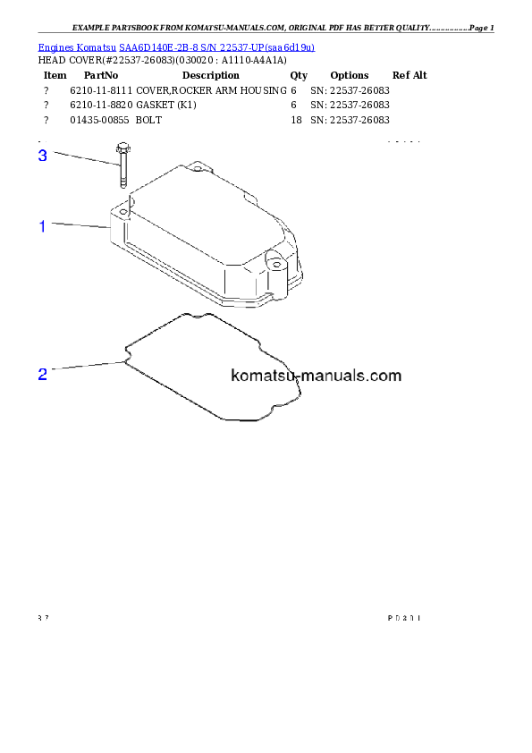 Komatsu saa6d140e-2b-8 parts books engines download Komatsu saa6d140e-2b-8 parts books engines download