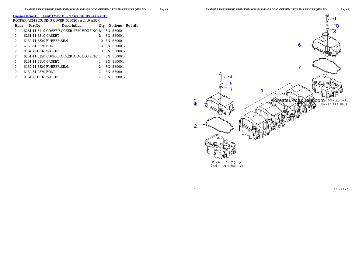Komatsu saa6d125e-5b parts books engines download Komatsu saa6d125e-5b parts books engines download