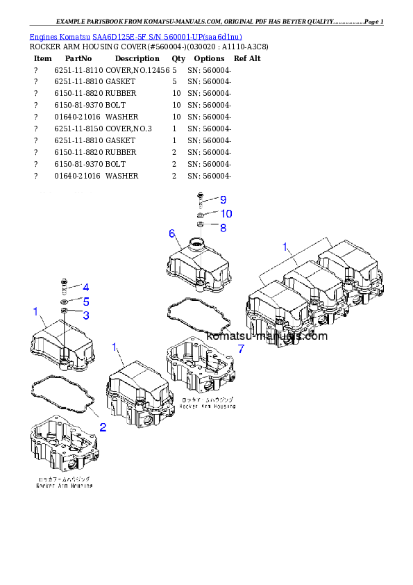 Komatsu saa6d125e-5f parts books engines download Komatsu saa6d125e-5f parts books engines download
